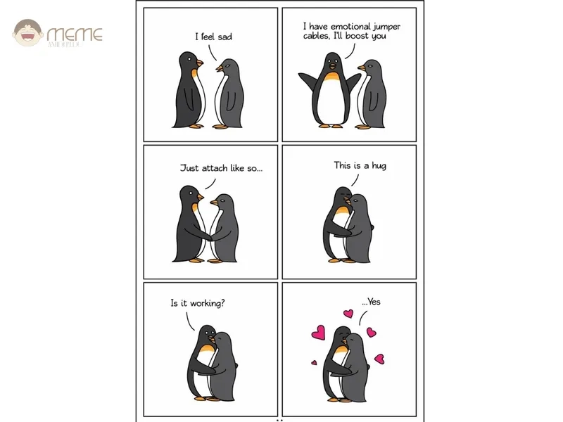 Meme chim cánh cụt buồn phản ánh tâm trạng của bạn