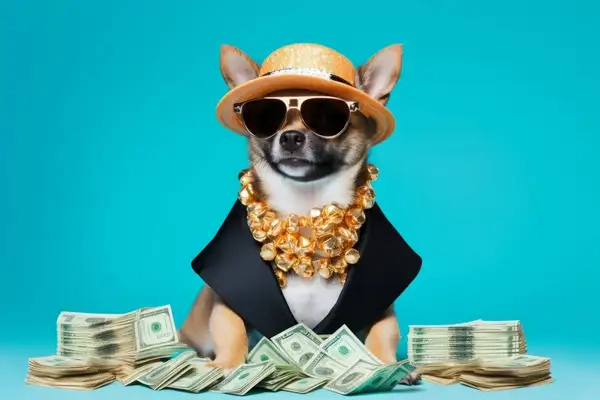 Meme chó cầm tiền độc lạ thu hút mọi ánh nhìn