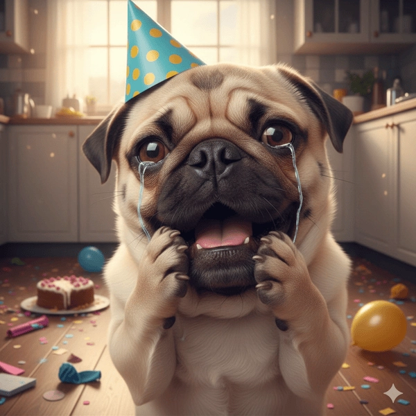 Hình ảnh meme chó khóc ghi lại khoảnh khắc cực vui