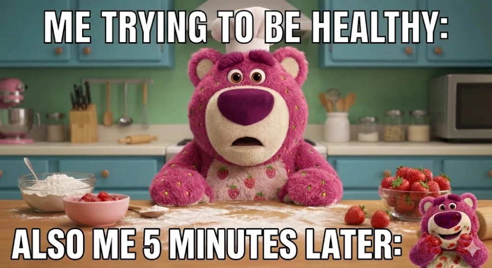 Hồng xinh đáng yêu với meme gấu hồng