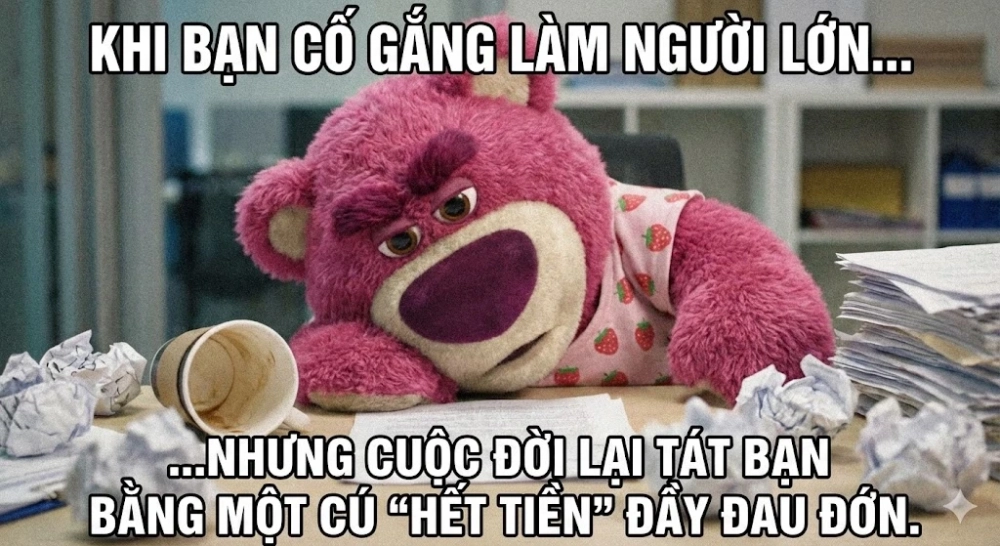 Dễ thương hết nấc với meme gấu dâu dễ thương
