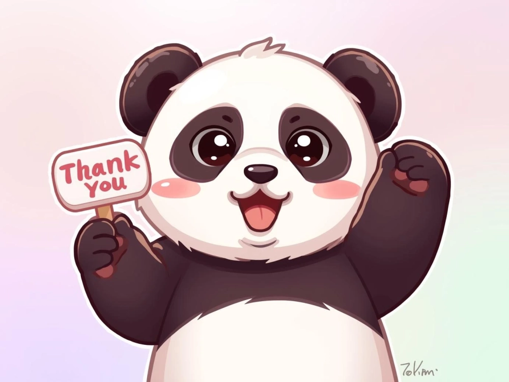 Phiên bản siêu dễ thương meme gấu trúc cảm ơn cute