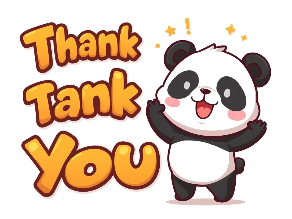 Thêm chữ vui nhộn meme gấu trúc cảm ơn có chữ