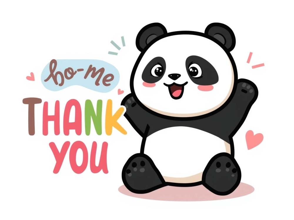 Cảm ơn chân thành qua meme gấu trúc thank you