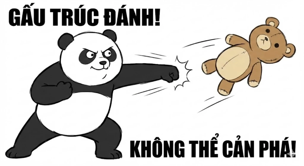 Nhắc nhở cực chất với meme gấu trúc đánh đòn