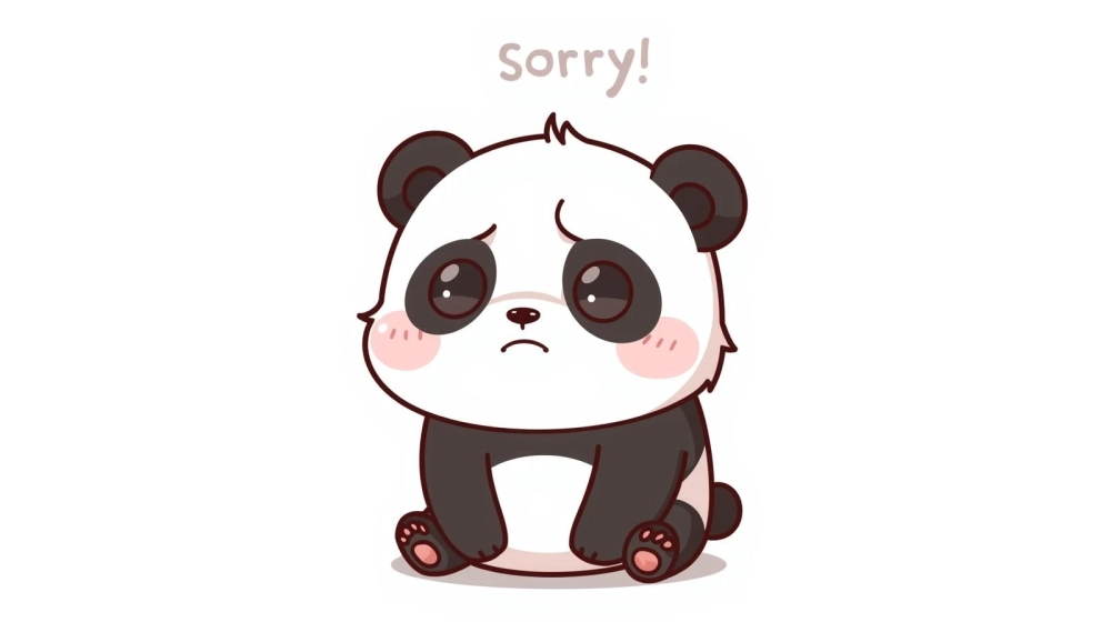 Thêm chữ vui nhộn meme gấu trúc xin lỗi có chữ