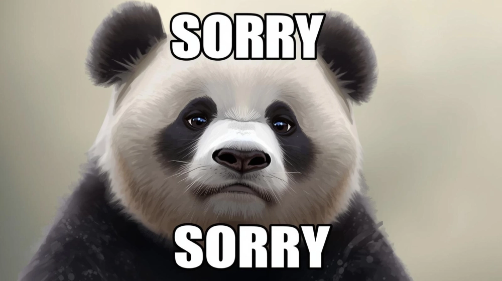 Tải ngay meme gấu trúc xin lỗi về máy để giải trí