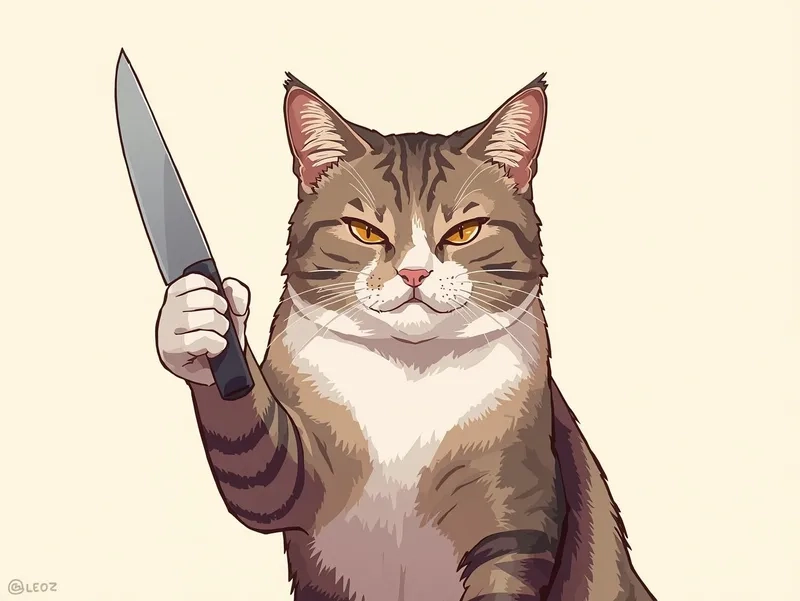 Xem ngay ảnh meme mèo cầm dao mới nhất hôm nay