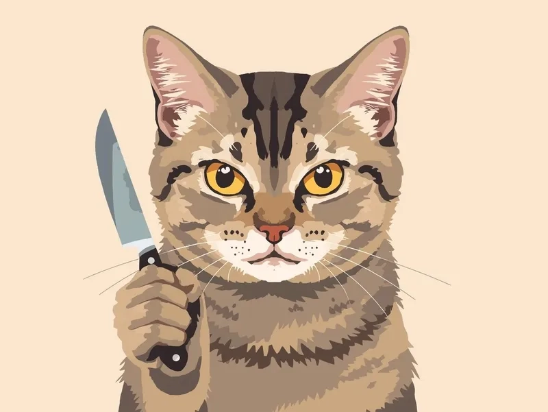 Thử đoán tâm trạng hình meme mèo cầm dao hôm nay