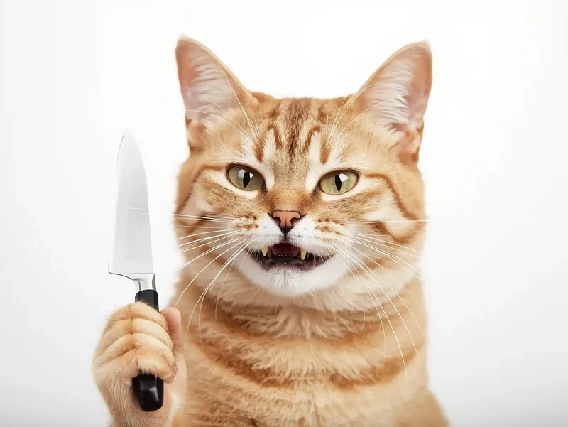 Ai cũng mê giang hồ meme mèo cầm dao cực ngầu