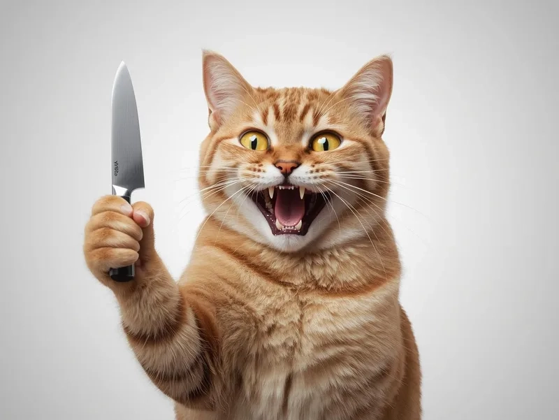 Ai cũng thích meme mèo cầm con dao vui nhộn