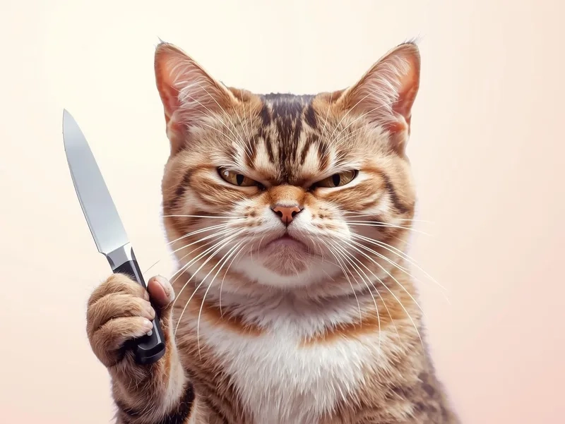 Tải ngay tải meme mèo cầm dao siêu bựa