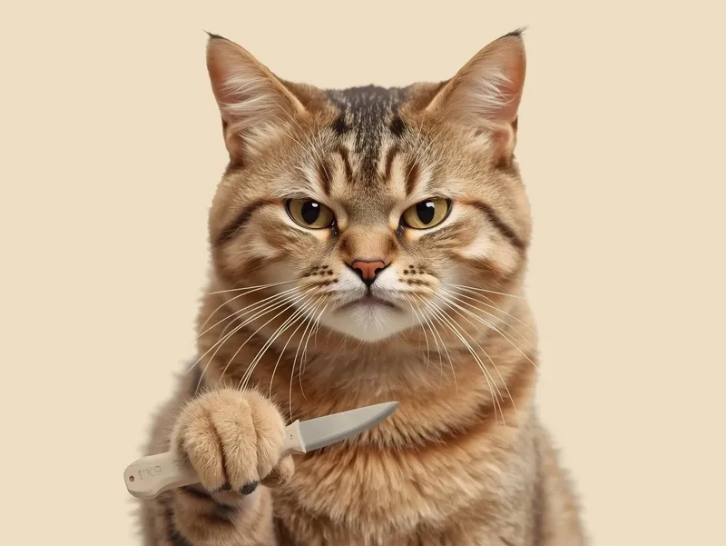 Meme mèo cầm dao là gì khiến dân mạng thích
