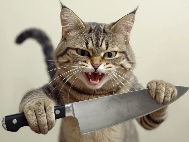 Biến tấu sáng tạo với meme mèo cầm dao ghép cực độc đáo