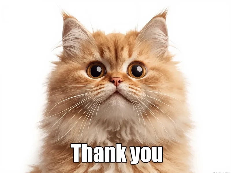 Biểu cảm hài hước của meme mèo cute cảm ơn