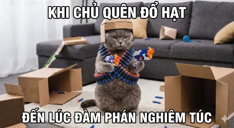 Ai cũng bật cười khi thấy mèo cầm súng cực ngầu