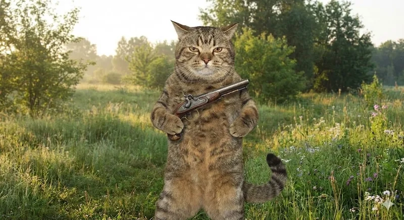 Chỉ có mèo meme cầm súng mới độc đáo thế này