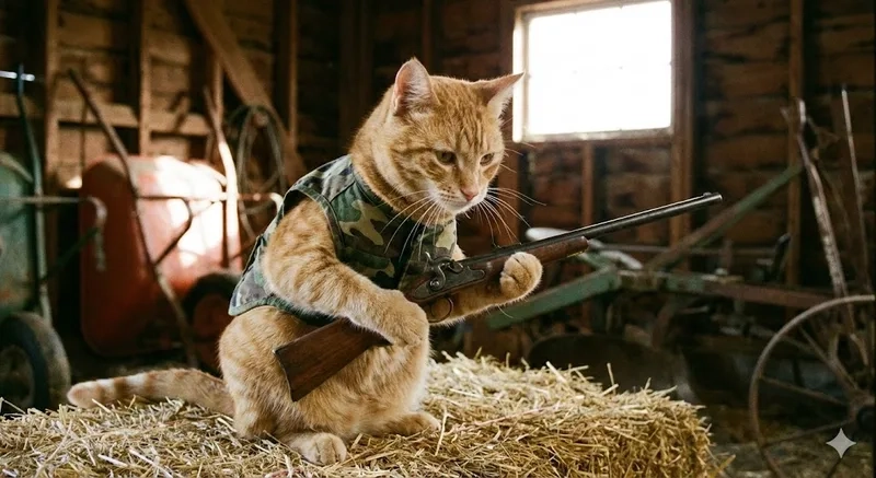 Thử đoán tâm trạng meme mèo cầm súng ff hôm nay