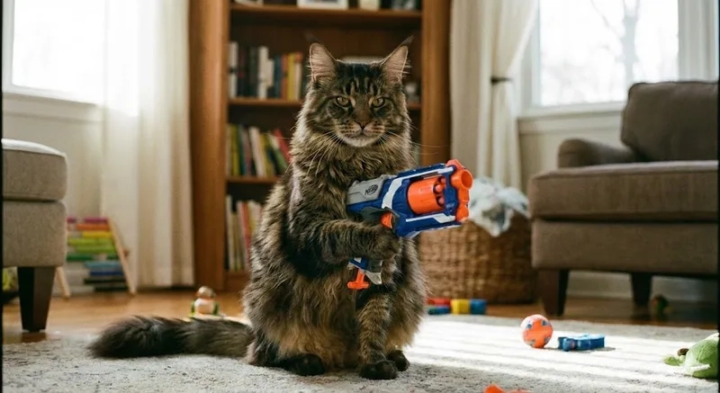 Cười sảng khoái với ảnh mèo meme bựa cầm súng độc lạ