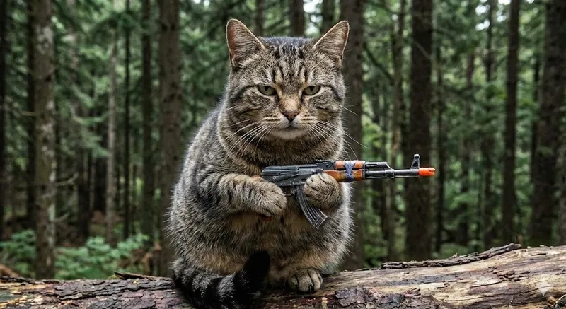 Ai cũng thích con mèo cầm cây súng cực ngầu