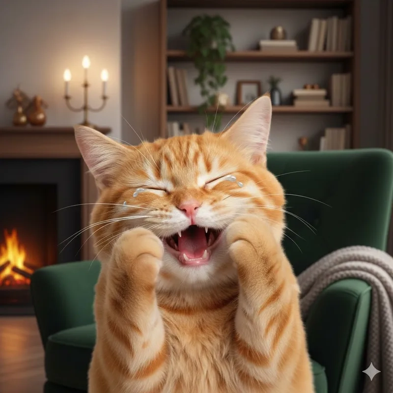 Cười lăn với há mồm meme mèo cười vui nhộn