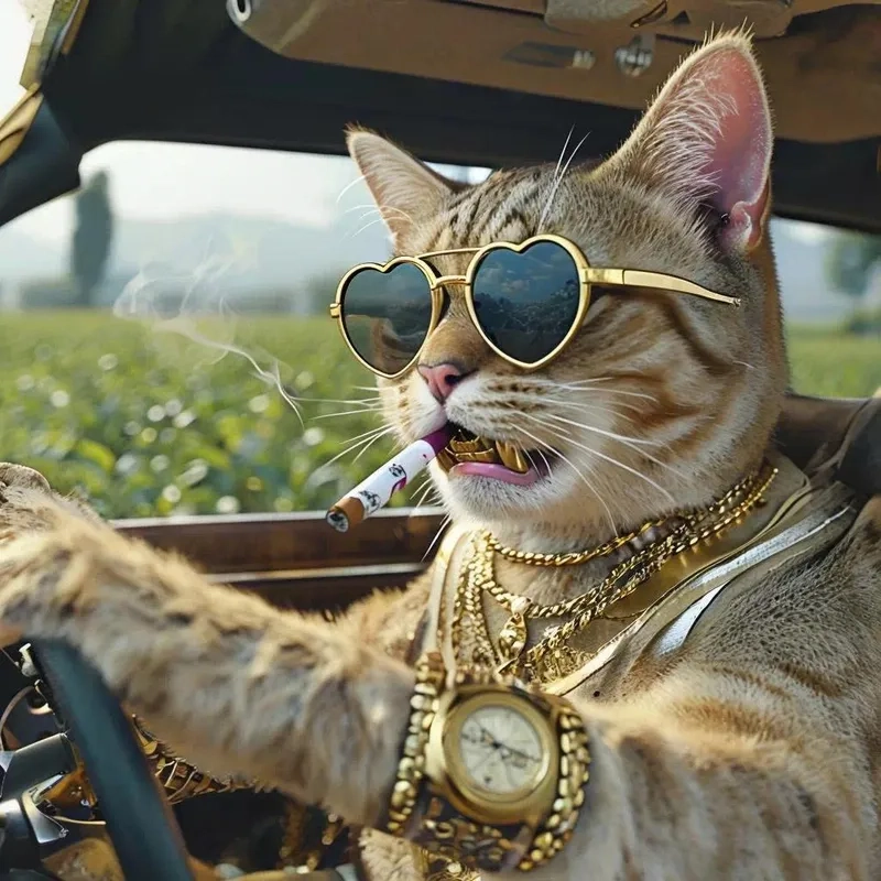 Biểu cảm ngầu của meme mèo ngầu đeo kính