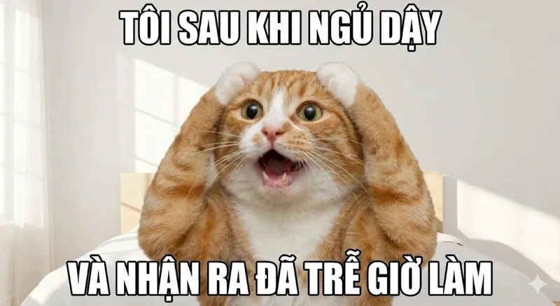 Tan chảy với meme mèo ôm đầu cute dễ thương