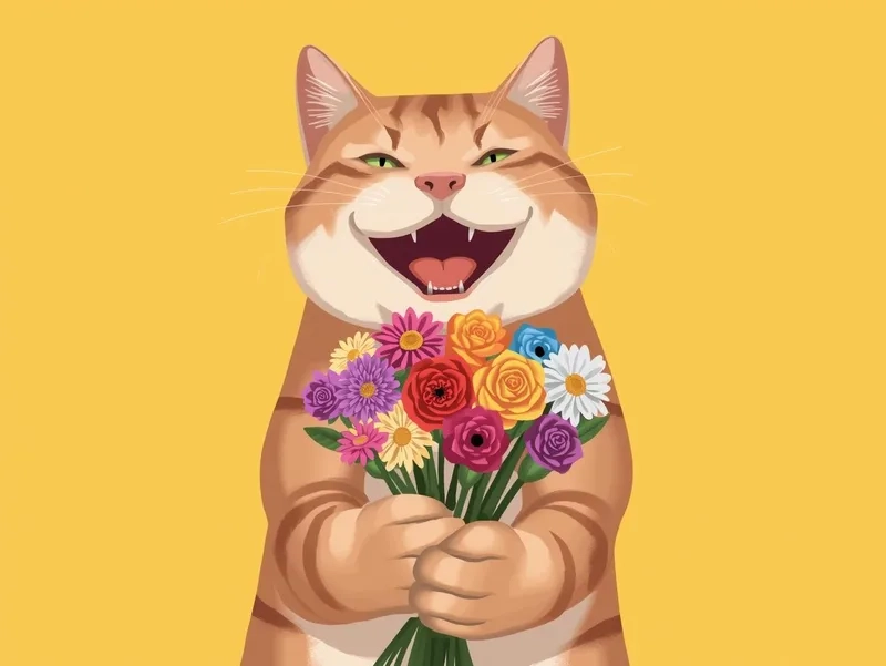 Bộ sưu tập ảnh meme mèo tặng hoa mới nhất