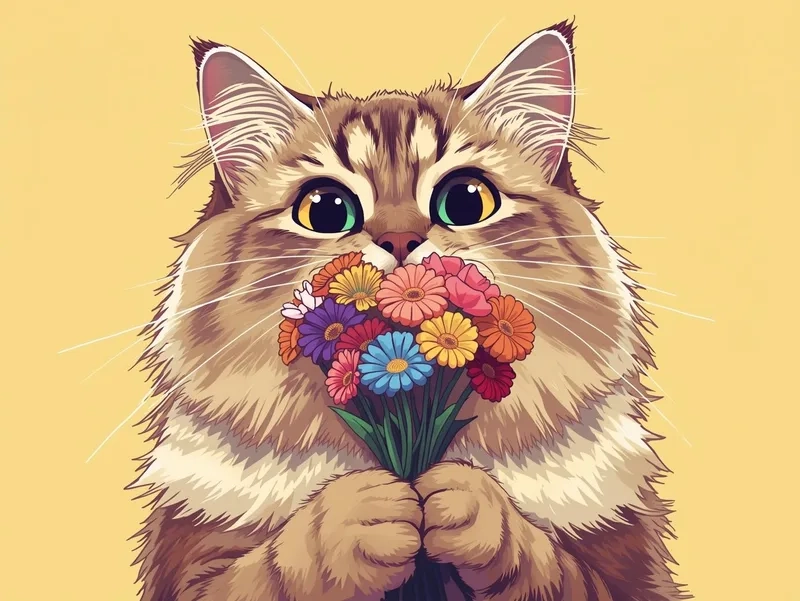 Cười vui cùng meme con mèo tặng bông hoa