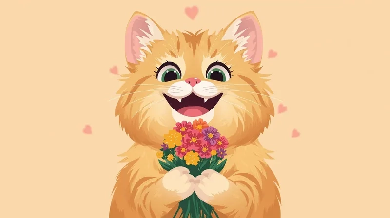 Ai cũng thích meme mèo tặng bó hoa siêu xinh