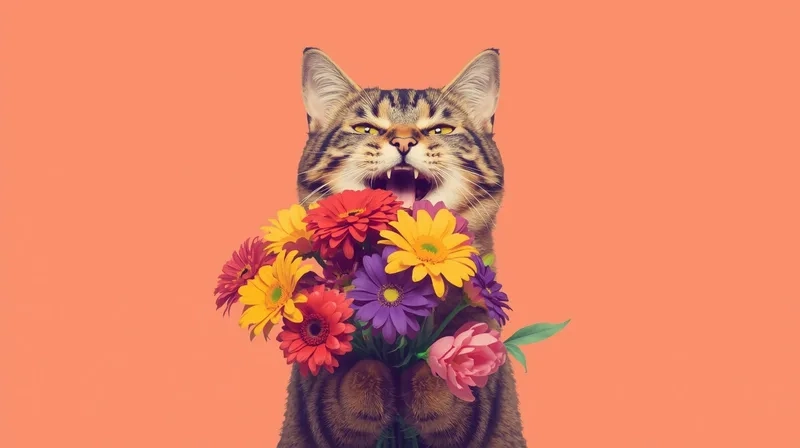 Tan chảy với meme mèo tặng hoa cute dễ thương