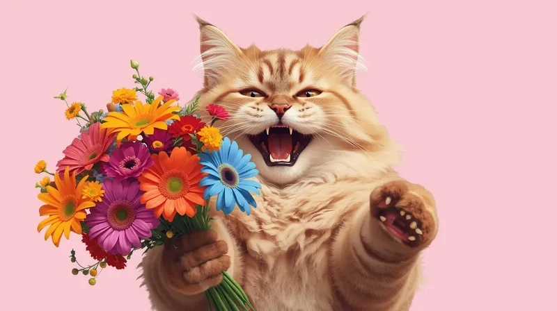 Meme mèo tặng hoa là gì