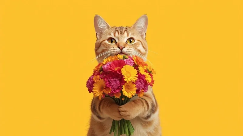 Chia sẻ hài hước ảnh chế mèo cầm hoa