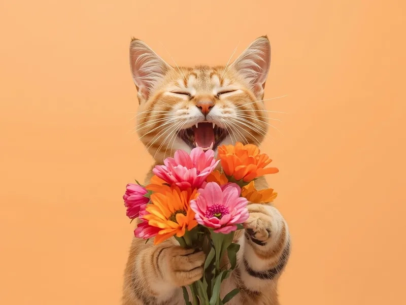 Thay avatar mới với avatar mèo cầm hoa